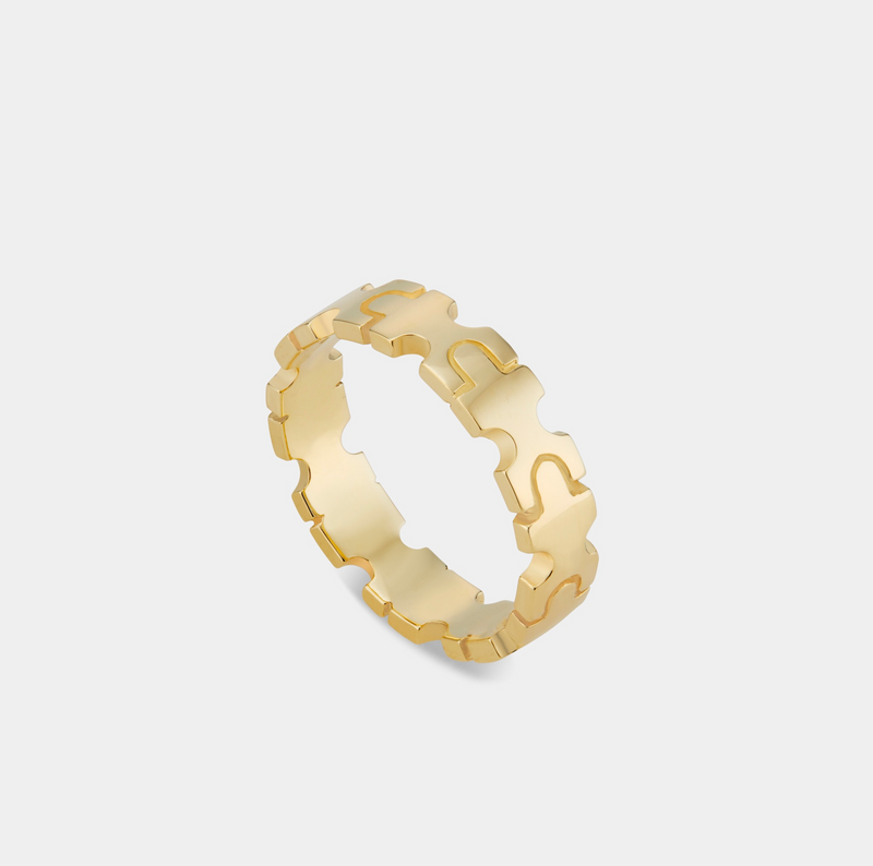 18 Karat Amazonia (palha) Yellow Gold Ring With Vs-Gh Diamonds – Hueb Store